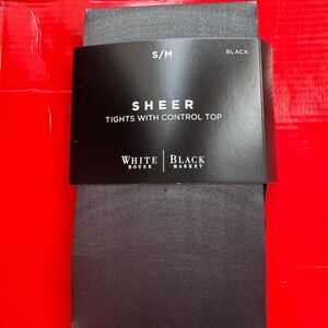 White House Black Market Sheer Black Control Top Tights Size S/M